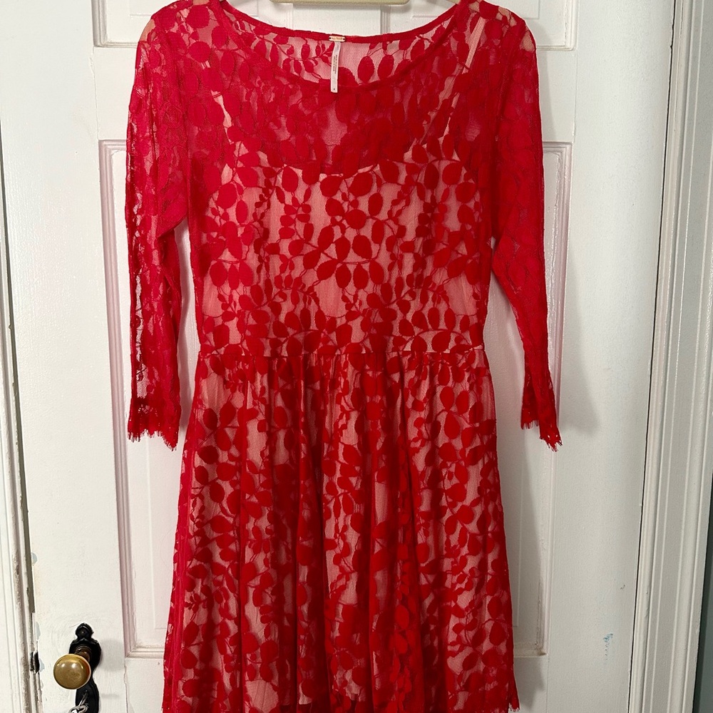 Free People Red Lace Dress, size 4